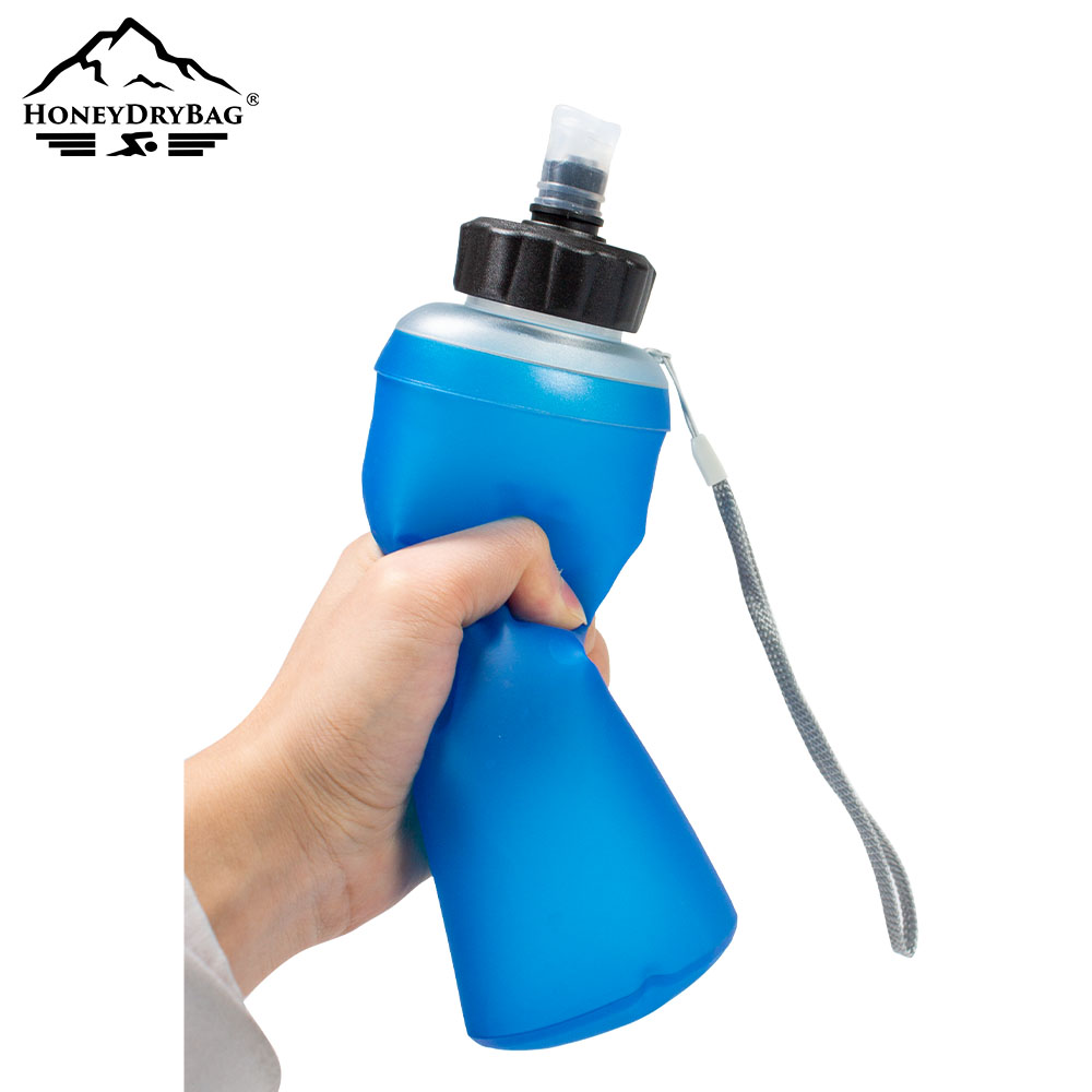 Triathlon Marathon TPU Soft Flask Water Bottle with Tether Rope